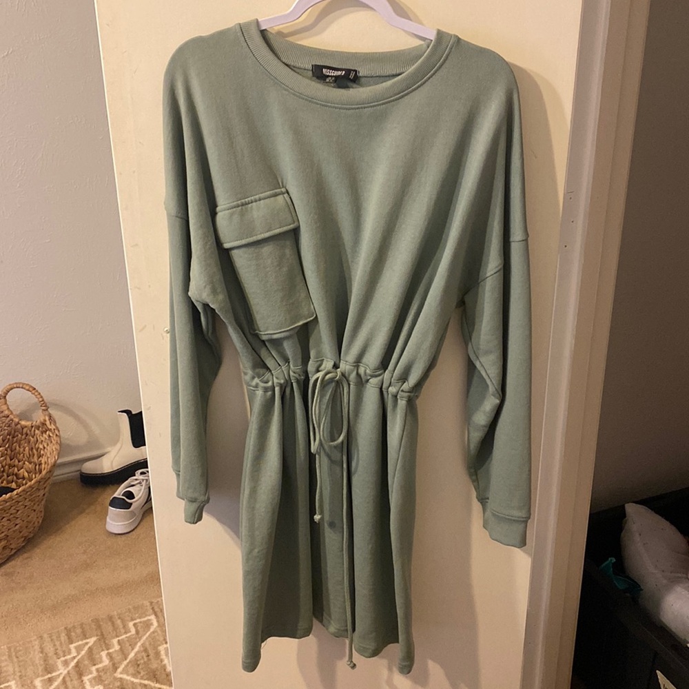 Missguided Sage Green Sweatshirt Dress - US 12